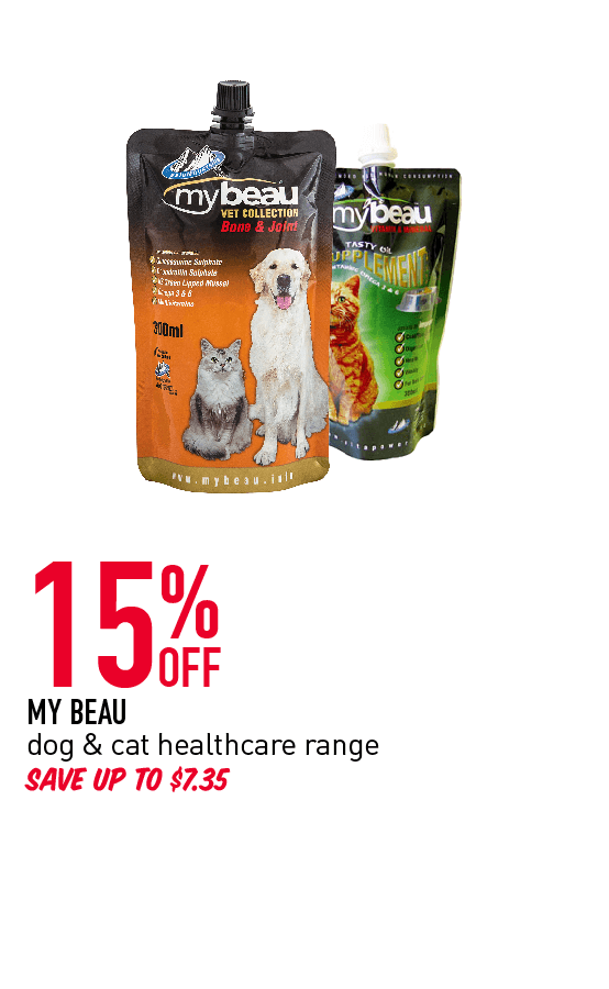 MY BEAU dog & cat healthcare range 15%OFF